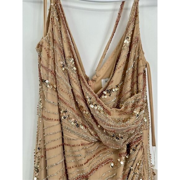 Mac Duggal NWT size 8 SEQUINED SPAGHETTI STRAP COWL BACK GOWN style 10932 - Picture 8 of 17